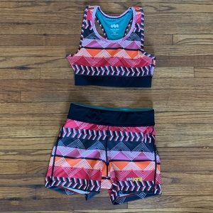 BARELY WORN JANJI SPORTS BRA AND SHORTS SET